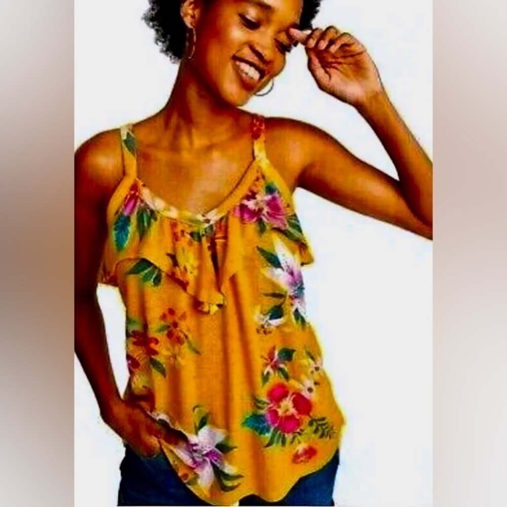 Old Navy Yellow Floral Tank Top​​​​​​​